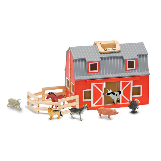 Melissa & Doug Wooden Fold and Go Barn