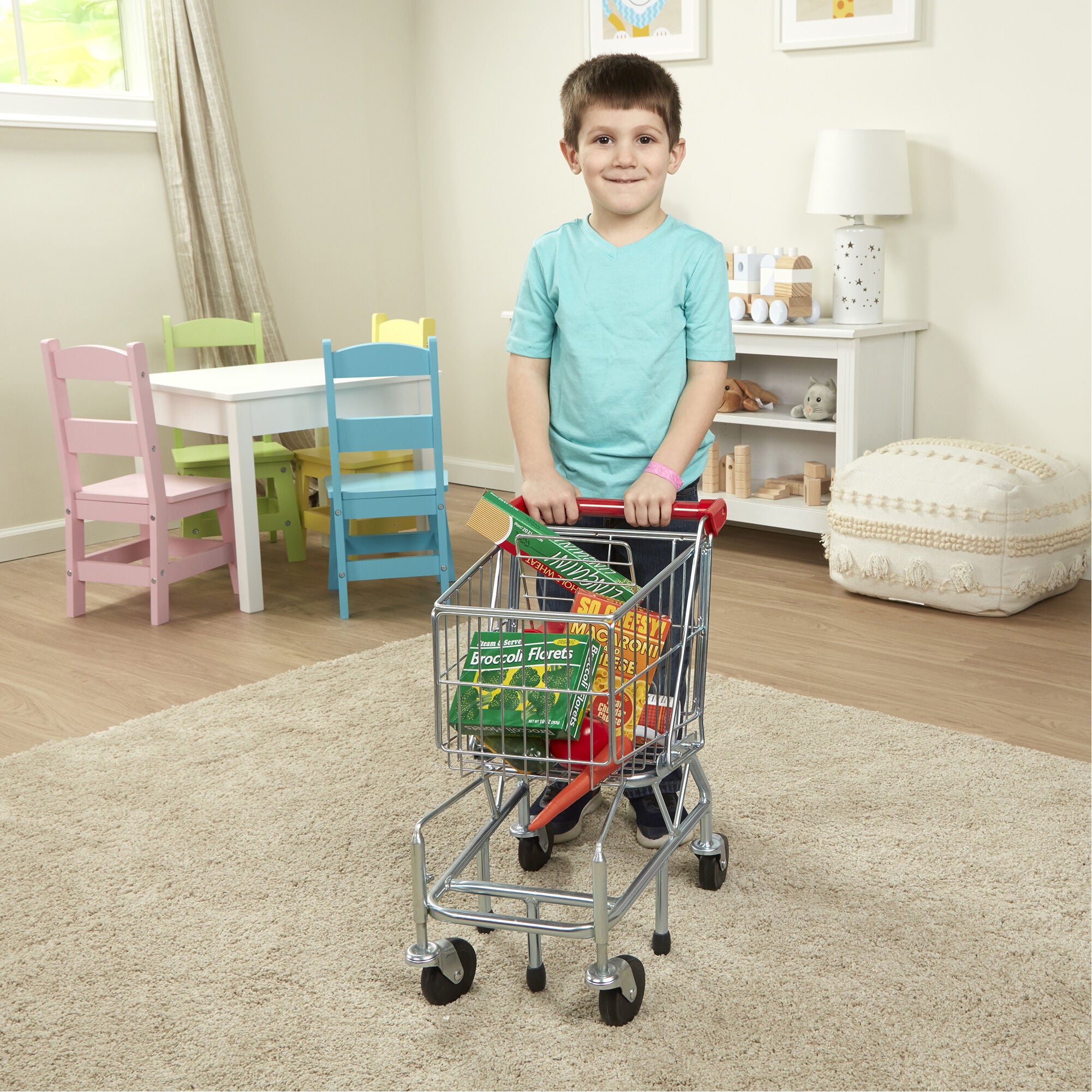 Melissa and Doug Shopping Cart Toy - Metal Grocery Wagon