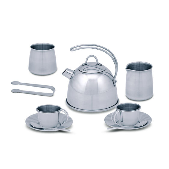 Melissa & Doug Stainless Steel Tea Set and Storage Stand