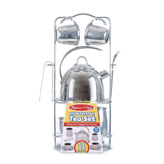 Melissa & Doug Stainless Steel Tea Set and Storage Stand