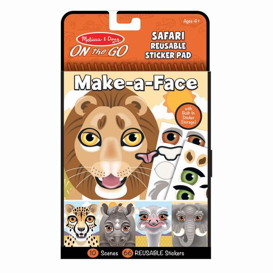 Melissa & Doug On the Go Make-a-Face Reusable Sticker Pad - Safari