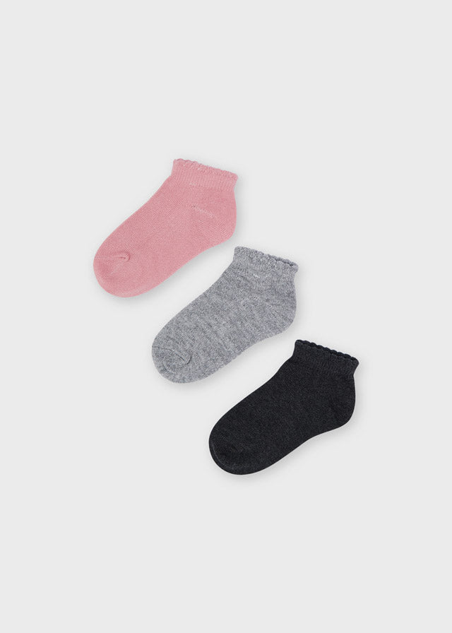 Mayoral 3 Pair Socks Set - Pink, Grey, Black