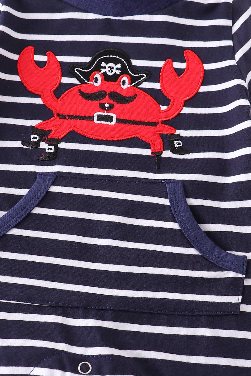 Striped Crab Hooded Romper