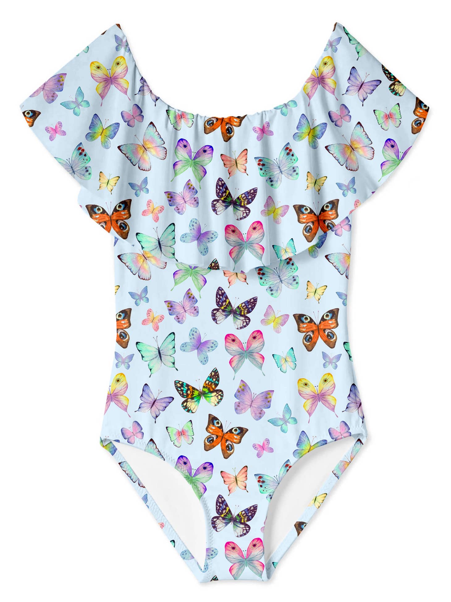 More Butterflies Draped Swimsuit For Girls