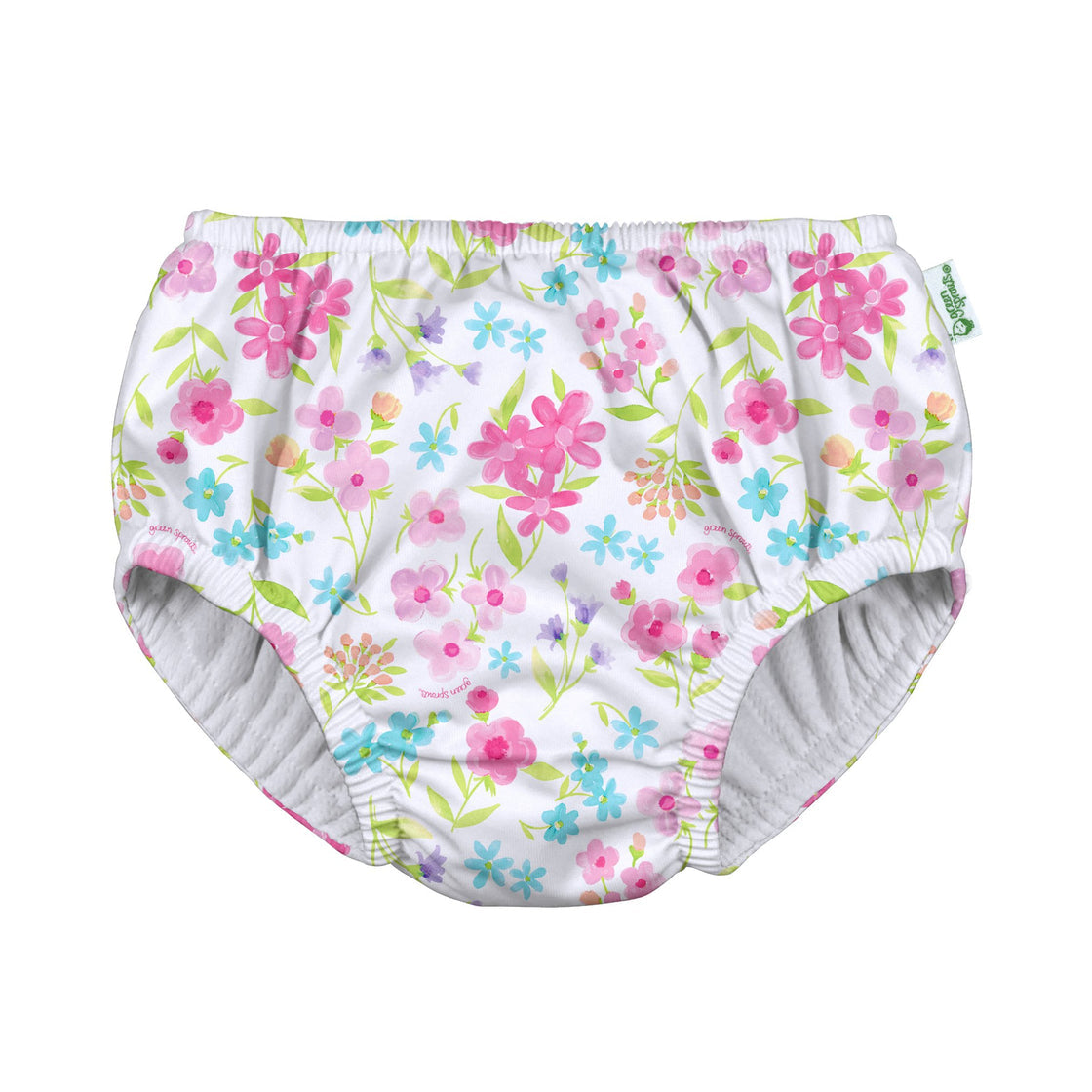 Pull-Up Reusable Absorbent Swim Diaper - White Flower Bouquet