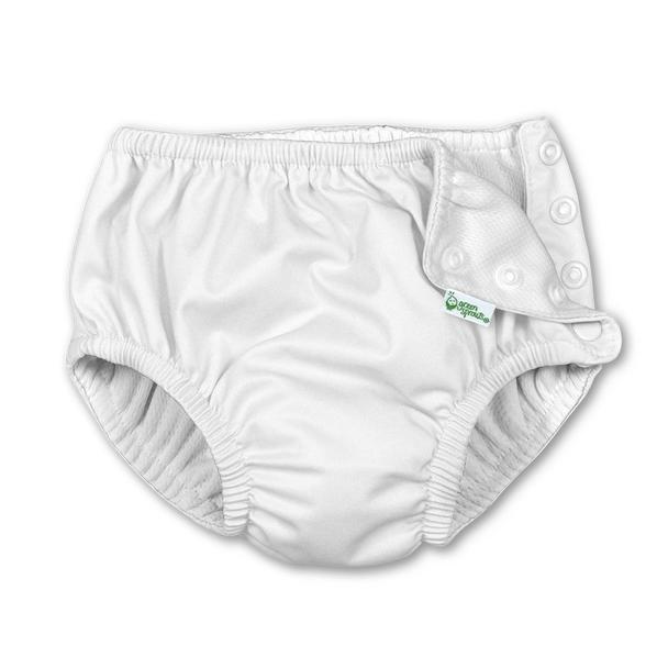 Snap Reusable Absorbent Swim Diaper - White