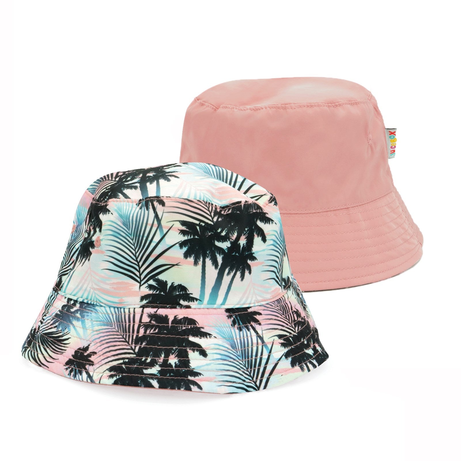 Reversible UV Protection Bucket Hat - Beauty and the Beach/ Pink