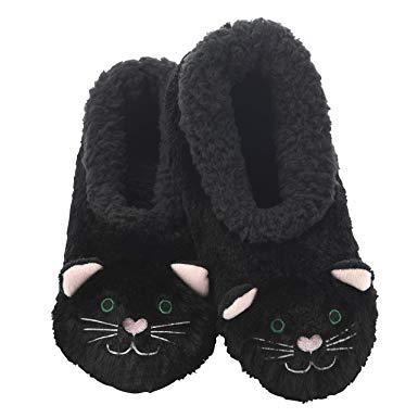 Snoozies Kids' Furry Foot Pals Slippers - Black Cat