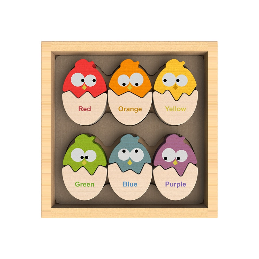 Color 'N Eggs Wooden Bilingual Matching Puzzle