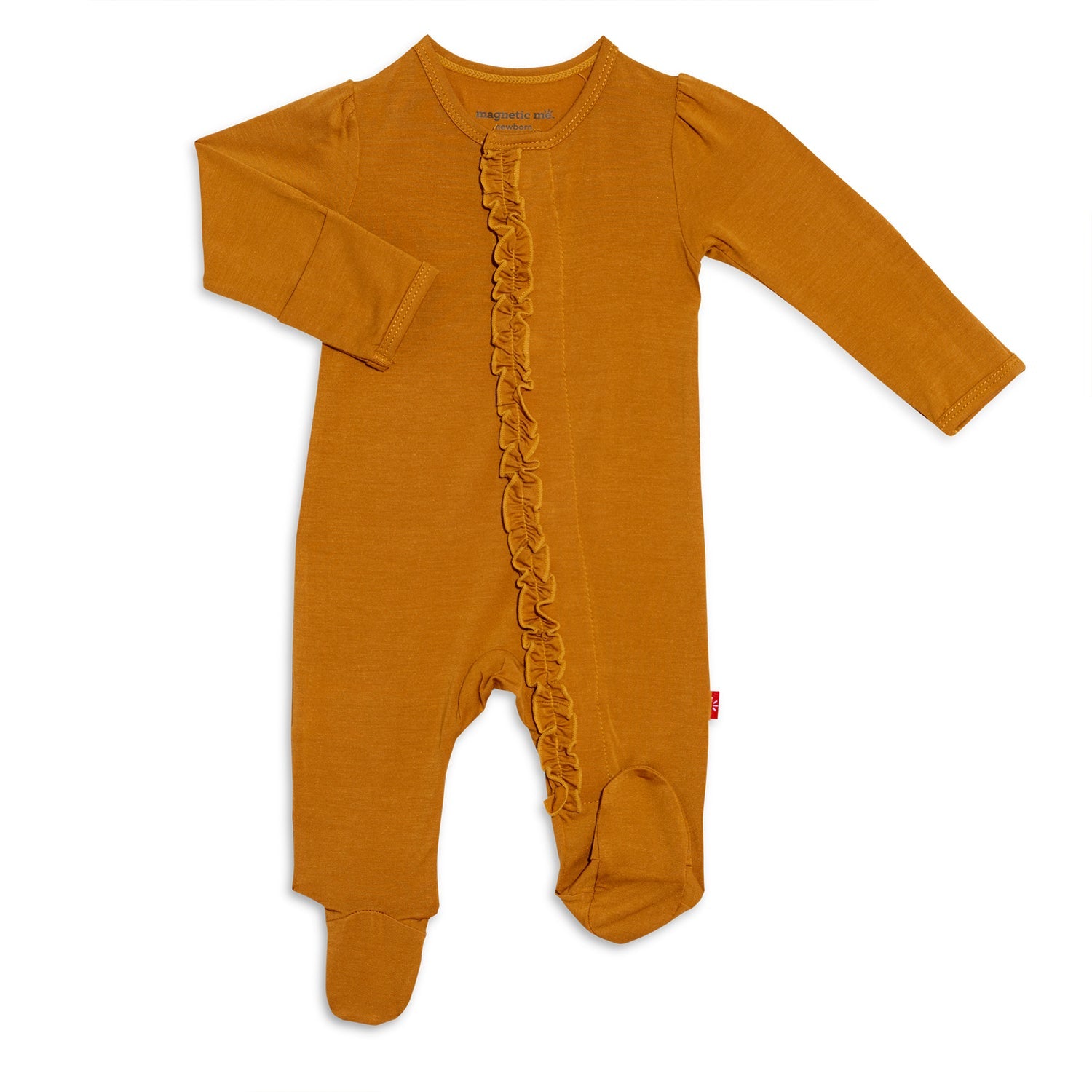 flaxen gold modal magnetic ruffle footie