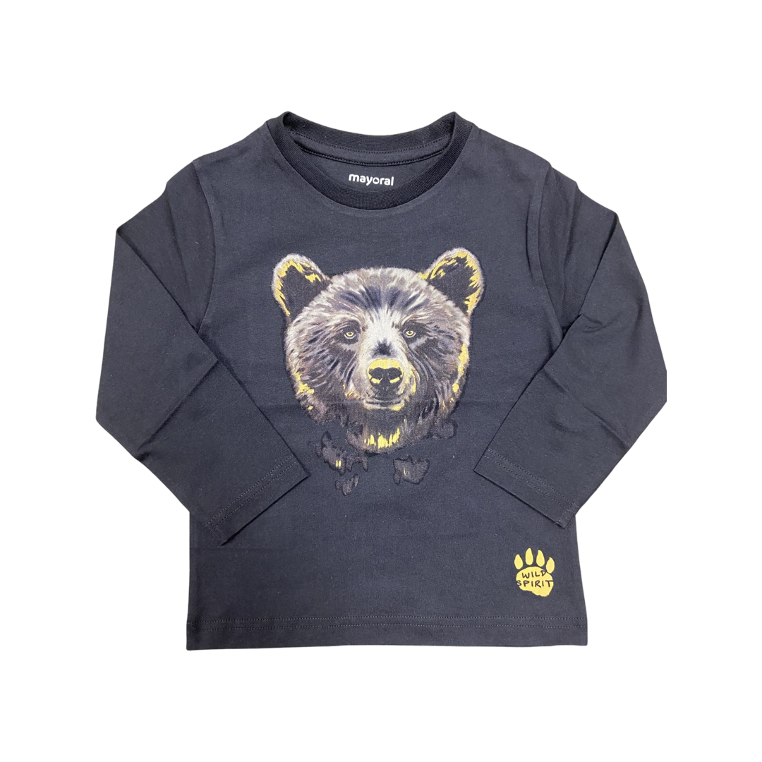 Mayoral EcoFriends Bear Long Sleeve T-Shirt-Carbono