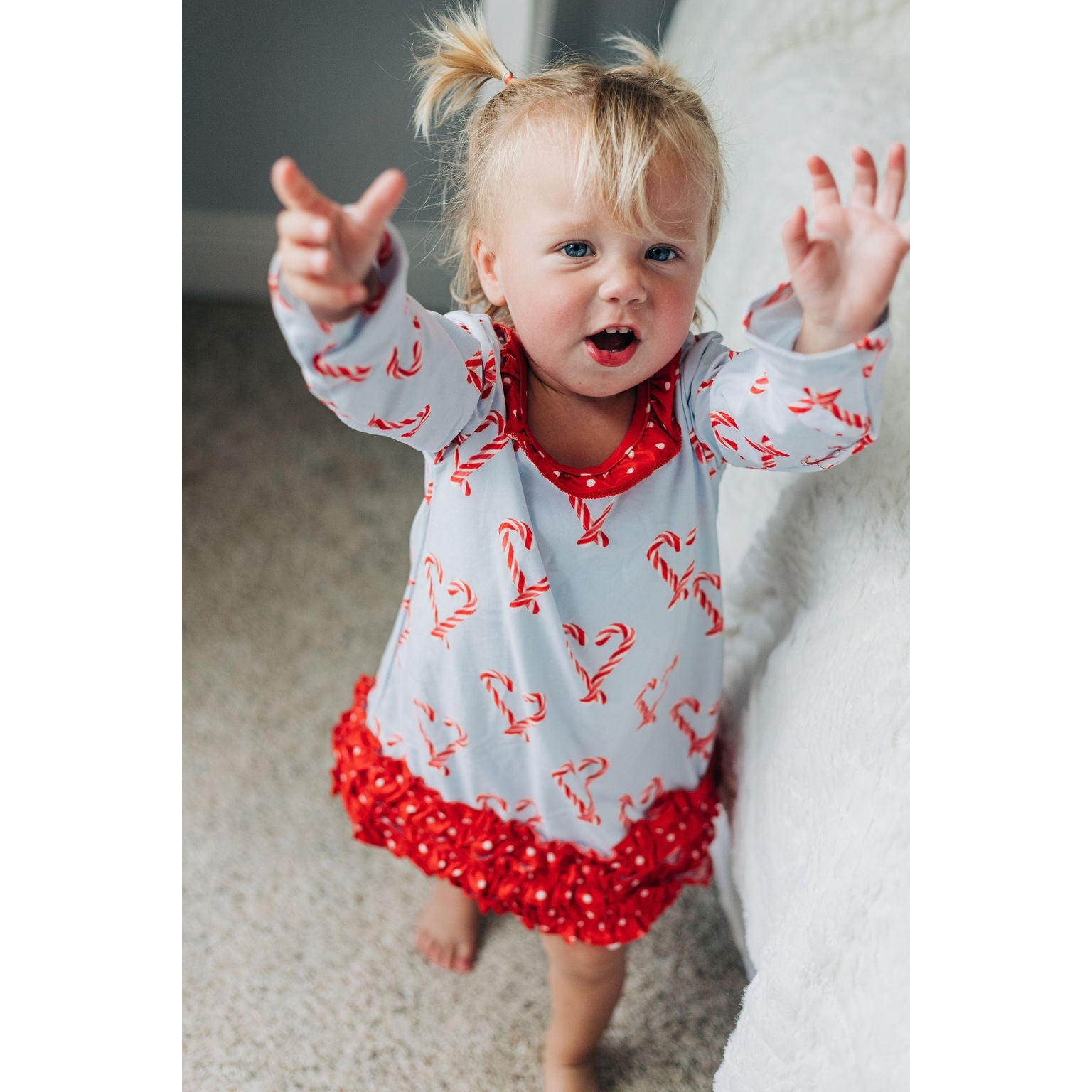 Candy Cane Hearts - Ruffle Night Gown with Bloomers